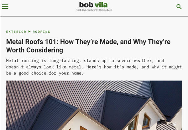 Todd Miller quoted in Bob Vila article: Metal Roofs 101: How They’re Made, and Why They’re Worth Considering